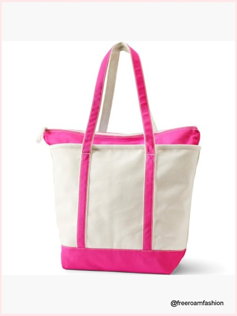 Large Canvas Tote Bag with Zip Top and Water-Repellent Base - Picture 3 of 5